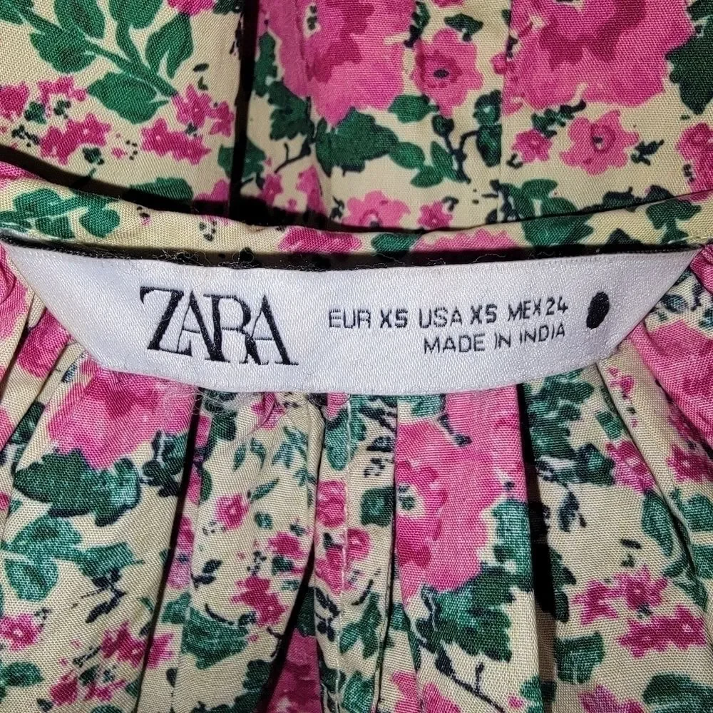 Zara Bloom into style floral long sleeve crop top size Xs